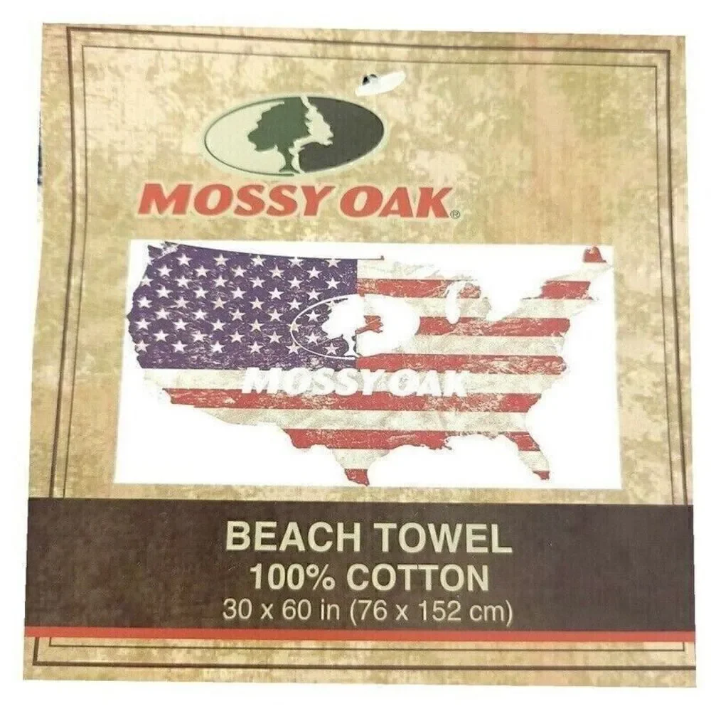 MOSSY OAK USA Map Flag Beach Towel  60X30 NEW
